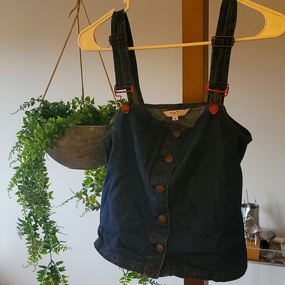 Denim crop tank top